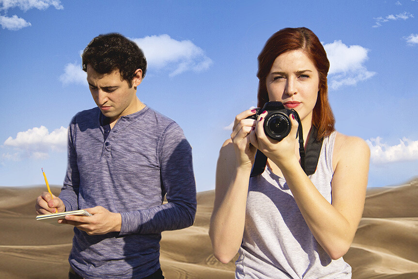 Trey Martinez and Emily Schmidt star in the Theatrix production of "Time Stands Still," opening Oct. 22.